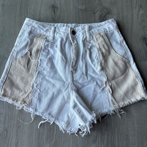 Stylish White and Tan Women's Shorts